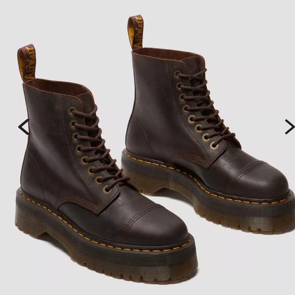 Dr. Martens SINCLAIR Crazy Horse Leather Platform Boots Dark Brown - Picture 4 of 10